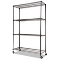Racks & Shelving | Alera ALESW604818BL 48 in. x 18 in. x 72 in. NSF Certified 4-Shelf Wire Shelving Kit with Casters - Black image number 0