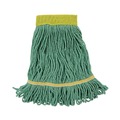 Mop Heads | Boardwalk BWK501GN 5 in. Headband Super Loop Cotton/Synthetic Fiber Wet Mop Head - Small, Green (12/Carton) image number 1