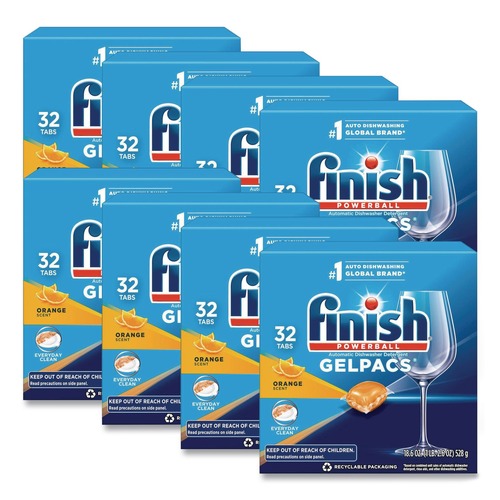 Dishwashing Detergents | FINISH 51700-81053 Box of 32 Dish Detergent Gelpacs - Orange Scent (8/Carton) image number 0