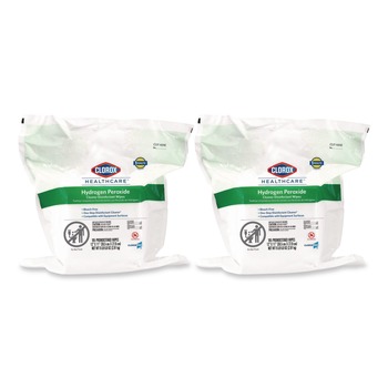 Clorox Healthcare 30827 12 in. x 11 in. Hydrogen Peroxide Cleaner Disinfectant Wipes - Unscented White (2/Carton)