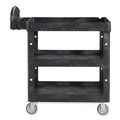 Carts | Rubbermaid Commercial 2196862 BRUTE 25.24 in. x 44 in. x 47 in. 3 Shelves 600 lb Capacity Resin 3-Shelf Heavy-Duty Ergo Lipped Utility Cart - Black image number 3
