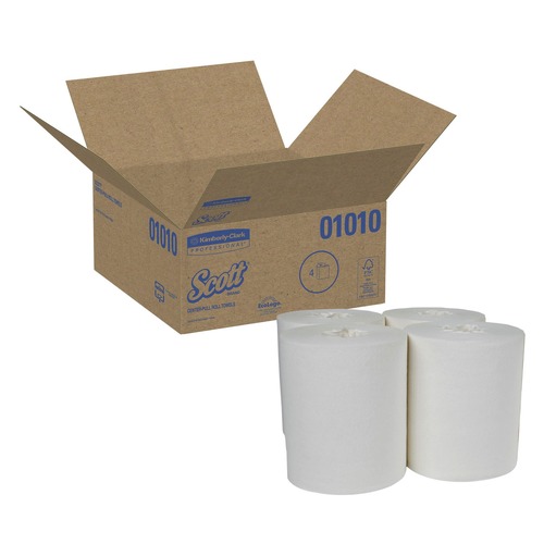 Perforated Roll & Hand Towels | Scott 01010 8 in. x 15 in. 2-Ply Essential Center-Pull Towels - White (4 Rolls/Carton) image number 0