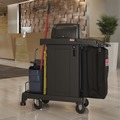 Perforated Roll & Hand Towels | Suncast Commercial CCH255A 23.19 in. x 53.23 in. x 53.02 in. 1-Shelf 3 Bins Plastic High Security Housekeeping Cart - Black image number 1