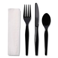Cutlery Kits | Boardwalk BWKFKTNHWPSBLA 4-Piece Heavyweight Fork/Knife/Napkin/Teaspoon Cutlery Kit - Black (250/Carton) image number 4