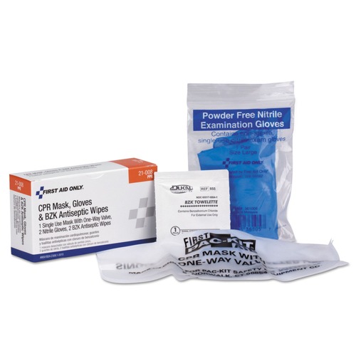 First Aid Kit Refills | First Aid Only 21-008-001 CPR Mask Kit with 2 Gloves/Wipes (1-Kit) image number 0