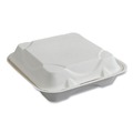 Food Containers & Lids | Eco-Products EP-HC91NFA Vanguard 9 in. x 9 in. x 3 in. 1-Compartment Renewable and Compostable Sugarcane Clamshells - White (200/Carton) image number 1