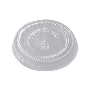 JANITORIAL | World Centric CPLCS1SN PLA Clear Cold Cup Lids Fits 1 oz Portion Cups Plastic Clear 3000/Carton