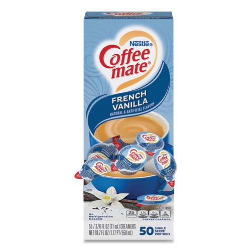 Creamers | Coffee-Mate 11001206 0.38 oz. Mini Cups Liquid Coffee Creamer - French Vanilla (50/Box) image number 0