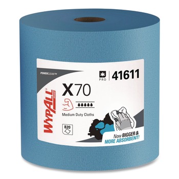 WypAll 41611 X70 12.4 in. x 12.2 in. Cloths - Jumbo, White (870/Roll, 1 Roll/Carton)
