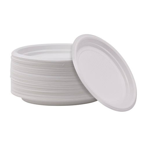 Plates | Boardwalk BWKPLTHIPS9WH 9 in. Diameter Hi-Impact Plastic Dinnerware Plate - White (500/Carton) image number 0