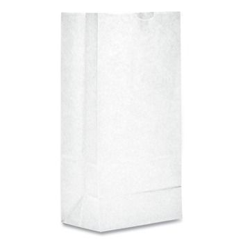 Ross & Wallace Paper Products 120308500PK/BL 6 in. x 3.88 in. x 12.5 in. #8 Size Grocery Paper Bags - White (500/Bundle)