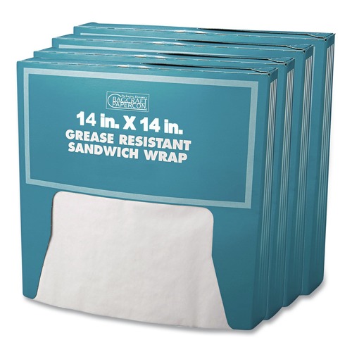 Paper Wraps | Bagcraft P057014 14 x 14 Grease-Resistant Paper Wraps and Liners - White (4000/Carton) image number 0