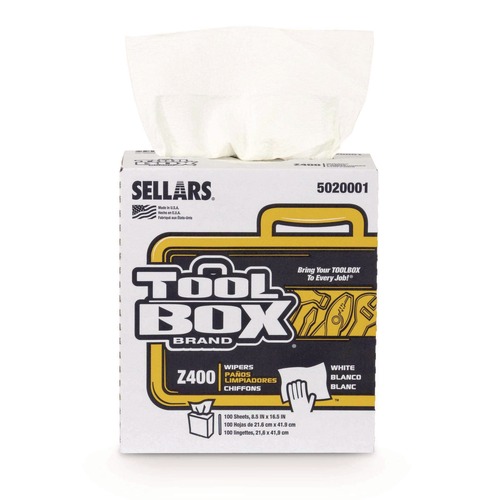 Perforated Roll & Hand Towels | Sellars 660708502000 1-Ply 8.5 x 16.5 Z400 Interfold Pop-Up Wipers - White (8/Carton) image number 0