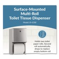 Toilet Tissue Dispensers | Bobrick B-4288 ConturaSeries 6.08 in. x 5.94 in. x 11 in. Two-Roll Tissue Dispenser - Stainless Steel image number 1