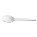 Disposable Spoons | Vegware VW-SP6.5 Compostable CPLA Cutlery Spoon - White (1000/Carton) image number 0