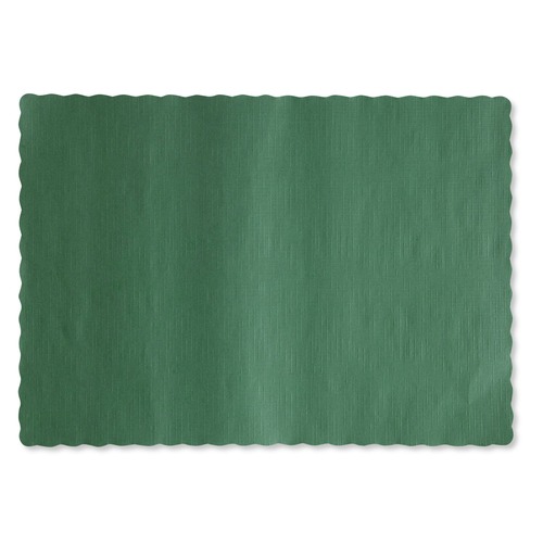Placemats | Hoffmaster 310528 9-1/2 in. x 13.50 Solid Color Scalloped Edge Placemats - Hunter Green (1000/Carton) image number 0