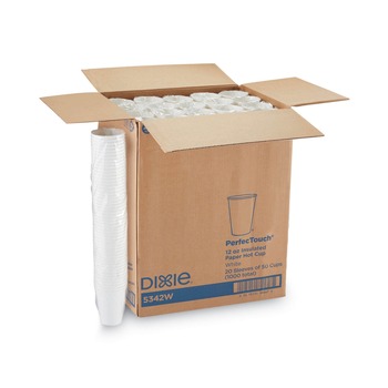 JANITORIAL | Dixie 5342W PerfecTouch 12 oz Paper Hot/Cold Cups - White (1000/Carton)