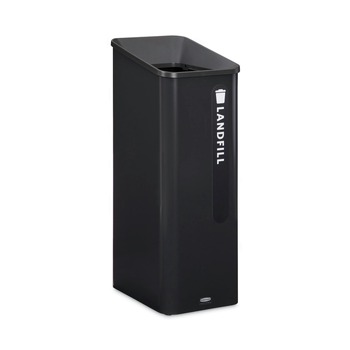 RECYCLING KITS | Rubbermaid Commercial 2078967 Sustain 15 gal Metal/Plastic Decorative Refuse with Recycling Lid - Black