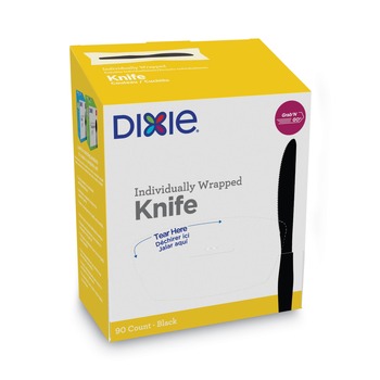 DISPOSABLE KNIVES | Dixie KM5W540 Grab'N Go Wrapped Cutlery Knives - Black (90/Pack)