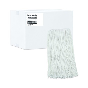 Boardwalk BWK220RCT 20 oz. Rayon Premium Cut-End Wet Mop Heads - White (12/Carton)