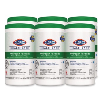 Clorox Healthcare 30825 5.75 in. x 6.75 in. Hydrogen Peroxide Cleaner Disinfectant Wipes - White Unscented (6/Carton)