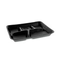 Compartment/Meal Trays | Pactiv Corp. YTHB0500SGBX 8.25 in. x 10.25 in. x 1 in. 5-Compartment Foam School Trays - Black (500/Carton) image number 1