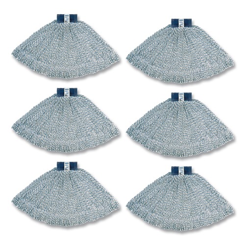 Mop Heads | Rubbermaid Commercial FGD51306WH00 Super Stitch 1 in. Blue Headband Cotton/Synthetic Finish Mops - Large White (6/Carton) image number 0
