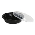 Food Containers & Lids | GEN FCPP-BC-24RND 7.28 in. x 7.28 in. x 1.96 in. 24 oz. Plastic Microwavable Food Container with Lid - Round Black/Clear (150/Carton) image number 2