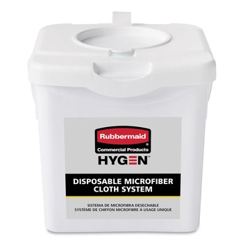 Rubbermaid Commercial HYGEN 2135007 7.92 in. x 7.75 in. x 7.44 in. Disposable Microfiber Charging Bucket - White (4/Carton)