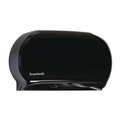 Toilet Tissue Dispensers | Boardwalk R4070BKBW 20.25 in. x 6 in. x 12.25 in. Jumbo Twin Toilet Tissue Dispenser - Black image number 1