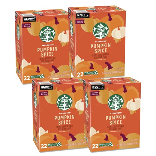 Coffee - Caffeinated | Starbucks 12412028 Coffee K-Cups - Pumpkin Spice (22/Box, 4 Boxes/Carton) image number 0