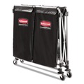 Carts | Rubbermaid Commercial 1881781 Two-Compartment 24.10 in. x 35.70 in. x 34 in. Collapsible X-Cart - Black/Silver image number 2