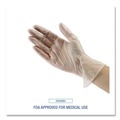 Food Service Disposable & Single Use Gloves | Boardwalk BWK365XLBX 2.6 mil Thick 9.5 in. Long Power-Free General Purpose Vinyl Gloves - Extra Large, Clear (100/Box) image number 6