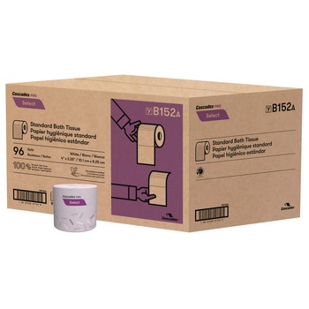 Cascades PRO B152 1-Ply Septic Safe Select Standard Bath Tissue - White (96 Rolls/Carton)