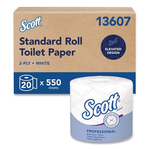 Perforated Roll & Hand Towels | Scott 13607 Essential 2-Ply Standard Roll Bathroom Tissue for Business - White (20/Carton) image number 0