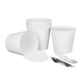 Food Containers & Lids | Karat C-FB170W_BUNDLE 8.9 in. x 8.36 in. 170 oz. Paper Food Bucket with Lid - White (150/Carton) image number 1