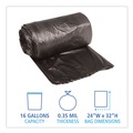 Low-Density Trash Bags | Boardwalk H4832RKKR01 16 Gallon 0.35 mil 24 in. x 32 in. Perforated Roll Low-Density Waste Can Liners - Black (50 Bags/Roll, 10 Rolls/Carton) image number 2