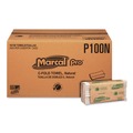 Perforated Roll & Hand Towels | Marcal PRO P100N 12.88 in. x 10.13 in. 1-Ply Folded Paper Towels - Natural (150/Pack, 16 Packs/Carton) image number 0