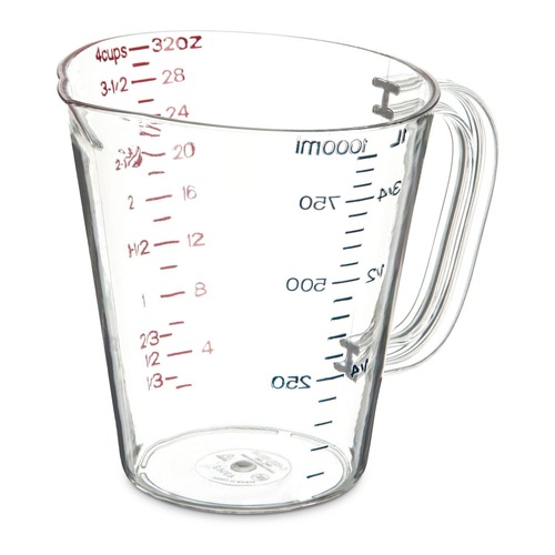 Cups | Carlisle 4314307 1-Quart Commercial Plastic Measuring Cup - Clear image number 0