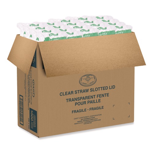 Cup Lids | Dart L32CR Plastic Straw-Slot Cold Cup Lids Fits 30 oz. to 32 oz. Cold Cups - Clear (1000/Carton) image number 0