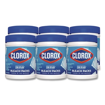 BLEACH | Clorox 31371 Zero Splash Bleach Packs - Regular (6 Canisters/Carton)