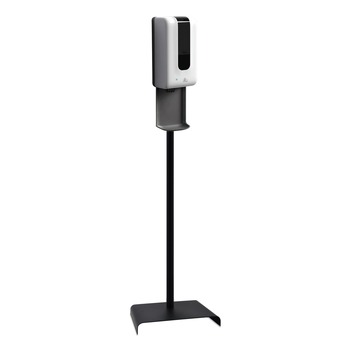 HAND SANITIZER DISPENSERS | GN1 F1406-S-T-S 1200 mL 13 in. x 11.4 in. x 51.63 in. Automatic Hand Sanitizer Dispenser with Floor Stand and Tray - White/Gray