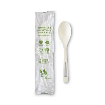 World Centric SP-PS-I 6 in. TPLA Compostable Cutlery Spoon - White (750/Carton)