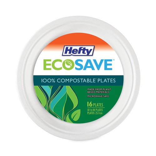 Plates | Hefty RFP D77300 ECOSAVE 6.75 in. Diameter Plate Sugarcane Tableware - White (12/Carton) image number 0