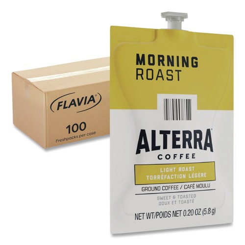 Coffee - Caffeinated | FLAVIA 48008 0.28 oz. Pouch Alterra Coffee Freshpack - Morning Roast (100/Carton) image number 0