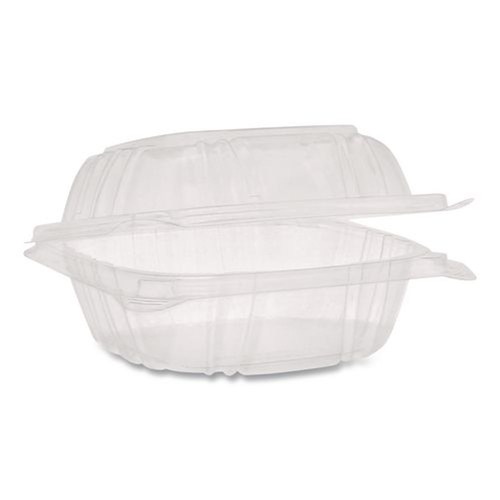 Food Containers & Lids | Pactiv Corp. YCI820500000 SENSATION SmartLock 5.24 in. x 5.25 in. x 2.57 in. Plastic Hinged Lid Container - Clear (375/Carton) image number 0
