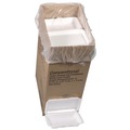 Food Containers & Lids | Pactiv Corp. YTH102070000 9 in. x 6.5 in. x 1.3 in. Very Shallow Conventional Foam Hinged Lid Container - White (150/Carton) image number 0