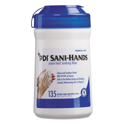Hand Sanitizing Wipes | Sani Professional P13472 1-Ply 7.5 x 6 Sani-Hands ALC Instant Hand Sanitizing Wipes - White (12/Carton) image number 0