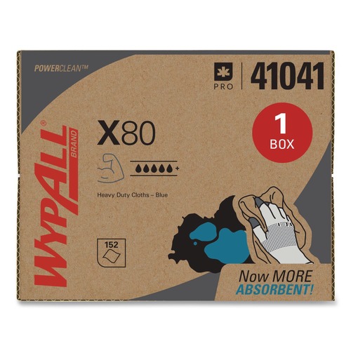 Perforated Roll & Hand Towels | WypAll 41041 11.1 in. x 16.8 in. Power Clean X80 Heavy Duty Cloths - Blue (160/Carton) image number 0