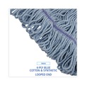 Mop Heads | Boardwalk BWK902BL Loop-End Mop Head with Scrub Pad - Medium, Blue (12/Carton) image number 5